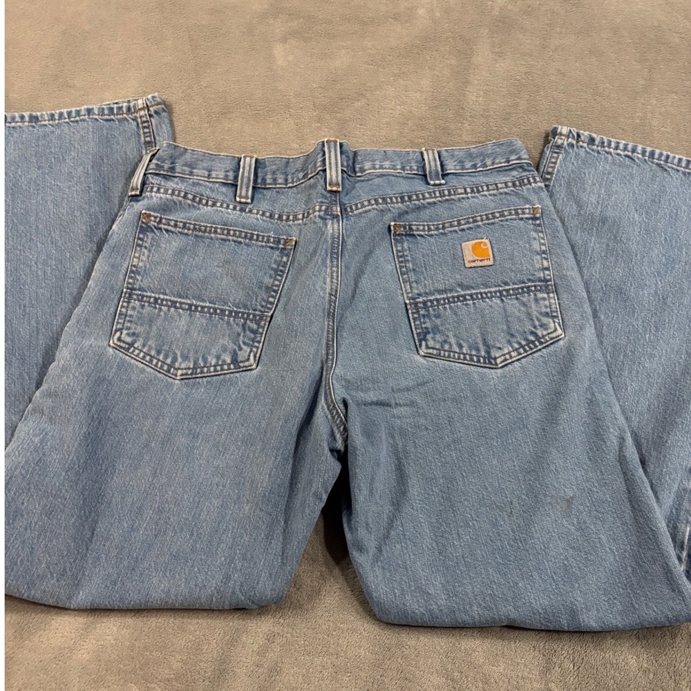 Carhartt Relaxed Fit Jeans Mens 36x32 Light Wash Blue Denim BD5119-M